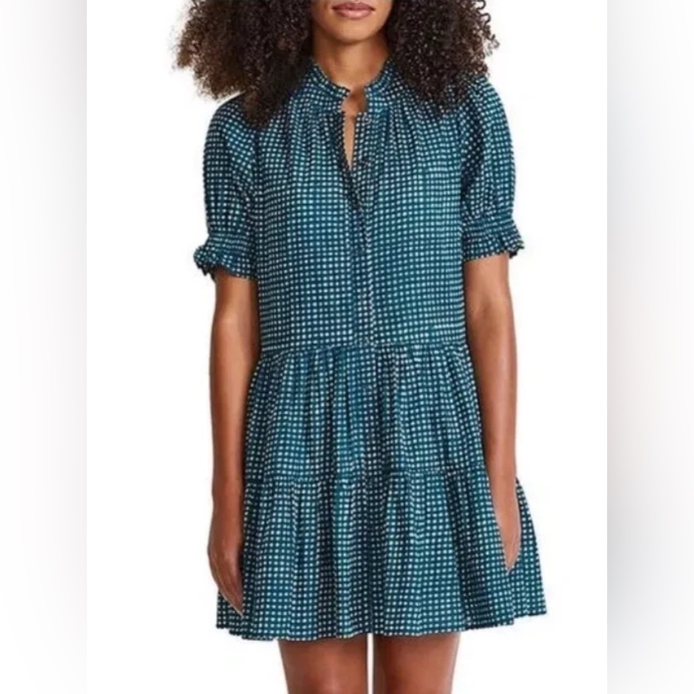 Apiece Apart Las Alturas mini dress Green Gingham Check Ruffle Plaid L Gauze